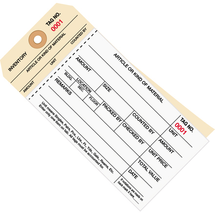 6 <span class='fraction'>1/4</span> x 3 <span class='fraction'>1/8</span>" - (2500-2999) Inventory Tags  2 Part Carbonless Stub Style #8